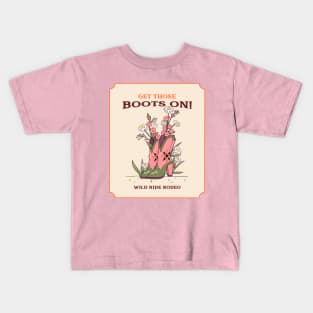 Cowgirl Boots Rodeo Flowers Western Kids T-Shirt
